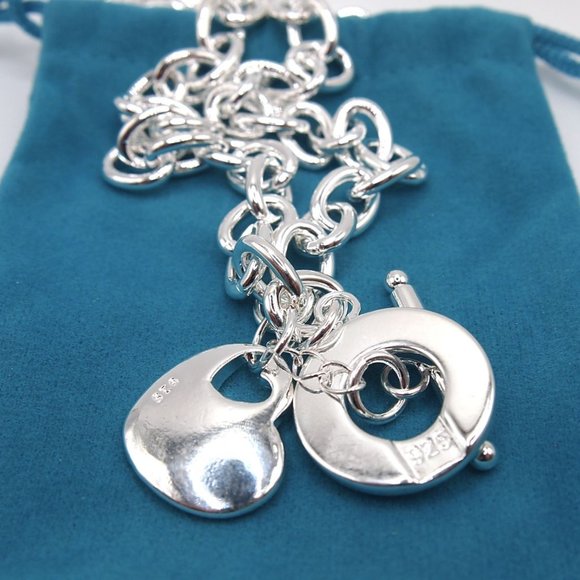 Stunning "Homage" ♥ Heart ♥ w/ Toggle Stamped 925 Sterling Silver Necklace - Picture 5 of 9